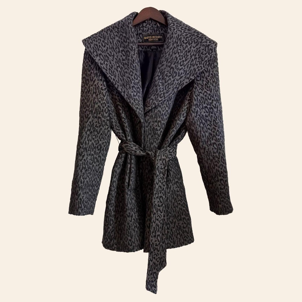 Vintage Leopard Print Belted Coat